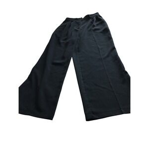 Black Wide Leg Elastic Waist Dress Pants Trousers Womens‎ Career Funnyzo